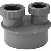Aquaflow Double Waste Adaptor 32/40mm in Grey