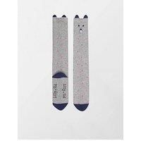 Lilly + Sid Girls Dotty Leopard Knee High Socks - Grey