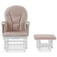 Obaby Reclining Glider Chair & Stool (White with Sand)
