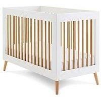 Obaby Maya MINI Cot Bed (White with Natural) - Suitable From Birth