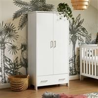 Obaby Nika Double Wardrobe (White Wash) - Wooden Nursery Furniture