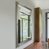 X Large Silver Antique Bevelled Wall Mirror 5Ft6 X 3Ft6 165.5cm X 105.5cm