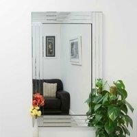 Large Wall Mirror Silver Bevelled Modern Venetian 3Ft11 X 2Ft8 120cm X 80cm