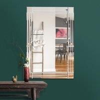 Large Art Deco Silver Bevelled Venetian Wall Mirror 2Ft4 X 3Ft4 70cm X 100cm