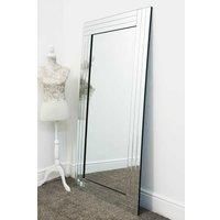 Large Silver Bevelled Modern All Glass Wall Mirror 5Ft8 X 2Ft9 174cm X 85cm
