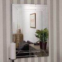 Modern All Glass Large Bevelled Wall Mirror 2ft3 x 3ft3 (70cm x 100cm).