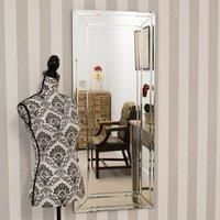 MirrorOutlet Large Venetian Modern Bevelled Wall Mirror, Silver, 50 x 120 cm