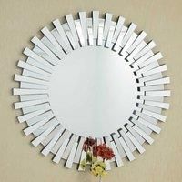 Extra Large Round Silver All Glass Starburst Wall Mirror Modern 4Ft 120cm
