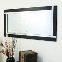 Large Bevelled Wall Mirror, Black/Silver, 174 x 85 cm