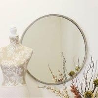 Large Silver Round Bevelled Wall Mirror 80cm x 80cm