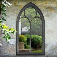 MirrorOutlet New Black Somerley Chapel Arch Garden Mirror 112 X 61 Cm
