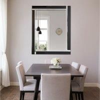 Extra Large Mirror Black & Silver Wall Art Deco All Glass 4ft9x3ft9 144x115.5CM