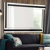 Dalton Large Black + Silver Bevelled Art Deco Wall Mirror 144 x 115.5cm