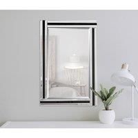 Dalton Black And Silver Bevelled Triple Edge Wall Mirror 2ft3 x 1ft10 68cm x 56cm, YC098