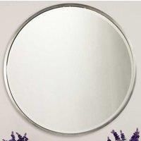 MirrorOutlet Rowan Silver Elegant Modern Bevelled Round Mirror 100 X 100 Cm