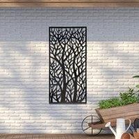 MirrorOutlet Metal Garden Screen Extra Large Tree Effect, Black, 120 x 60 cm
