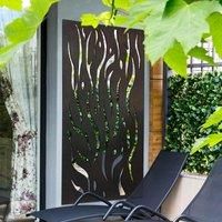 MirrorOutlet Metal Garden Screen Mirror Extra Large Flame Effect 180cm x 90cm, Black, 180 x 90 cm