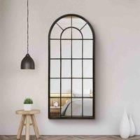 MirrorOutlet Large Metal Antique Black Apartment Window Mirror 160 x 75 cm