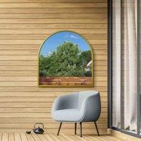 MirrorOutlet Arcus - Gold Metal Framed Arched Leaner / Wall Outdoor Garden Mirror 39" X 39" (100CM X 100CM)