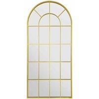 Mirroroutlet Arcus - Gold Metal Arched Window Leaner / Wall Mirror 71" X 33.5" (180X85Cm)