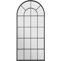 Mirroroutlet Black Framed Arched Window Leaner/Wall Mirror 71" X 33.5" (180X85Cm)