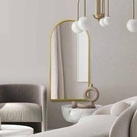 Mirroroutlet Arcus - Gold Framed Arched Leaner/Wall Mirror 63" X 31" (160Cm X 80Cm)
