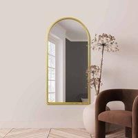 Mirroroutlet Arcus - Gold Framed Arched Leaner/Wall Mirror 55" X 27.5" (140Cm X 70Cm)