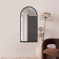Mirroroutlet Arcus - Black Metal Framed Arched Wall Mirror 47" X 23.5" (120Cm X 60Cm)