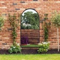 MirrorOutlet The Arcus - Black Framed Arched Garden Wall Mirror 71'' X 35'' (180CM X 90CM)