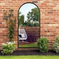 MirrorOutlet The Arcus - Black Metal Framed Arched Garden Wall Mirror 63'' X 31'' (160CM X 80CM)