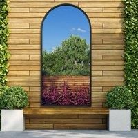 MirrorOutlet The Arcus - Black Metal Framed Arched Leaner/Wall Garden Mirror 55'' X 27.5'' (140CM X 70CM)