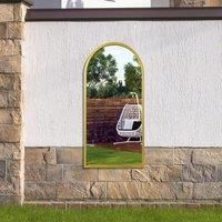 MirrorOutlet The Arcus - Gold Metal Framed Arched Garden Wall Mirror 47'' X 23.5'' (120CM X 60CM)