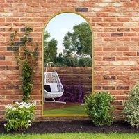 MirrorOutlet The Arcus - Gold Metal Framed Arched Garden Wall Mirror 63'' X 31'' (160CM X 80CM)