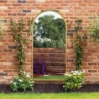 MirrorOutlet The Arcus - Gold Framed Arched Garden Wall Mirror 71'' X 35'' (180CM X 90CM)