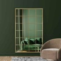 Mirroroutlet Fenestra - Gold Modern Window Leaner / Wall Mirror 69" X 43" (174Cm X 110Cm)