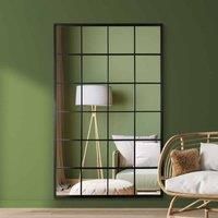 Mirroroutlet Fenestra - Black Modern Window Leaner / Wall Mirror 69" X 43" (174Cm X 110Cm)