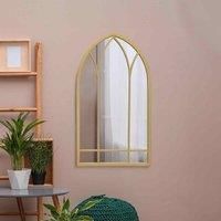 MirrorOutlet Arcus - Gold Metal Framed Arched Wall Mirror 32" X 19" (83cm X 48cm)