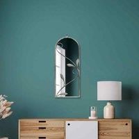 MirrorOutlet Arcus - Concrete Colour Metal Framed Arched Wall Mirror 25"x 9" (64 X 24cm)