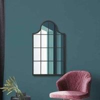 MirrorOutlet Arcus - Black Metal Framed Arched Wall Mirror 41" X 24" (104cm X 62cm)
