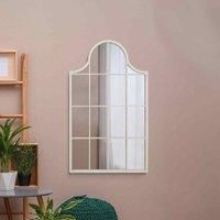 MirrorOutlet Arcus - White Metal Framed Arched Wall Mirror 41" X 24" (104cm X 62cm)