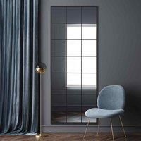 MirrorOutlet Fenestra - Black Modern Window Leaner Wall Mirror 79inch X 31inch 200cm X 80cm