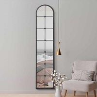 Mirroroutlet Arcus - Black Framed Arched Full Length Leaner Wall Mirror 75" X 16" (190cm X 40cm)
