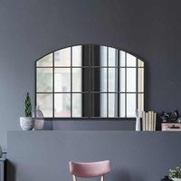 Mirroroutlet Arcus - Black Framed Arched Wall Over Mantle Mirror 43inch X 29inch 110cm X 75cm