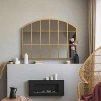 Mirroroutlet Arcus - Gold Framed Arched Wall Over Mantle Mirror 35inch X 26inch 90cm X 65cm