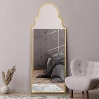 Mirroroutlet Arcus - Gold Framed Arched Full Length Leaner / Wall Mirror 71" X 28 (180cm X 70cm)