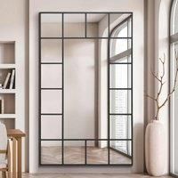 Mirroroutlet Fenestra - Black Modern Wall And Full Length Leaner Mirror 71" X 43" (180 X 110cm)