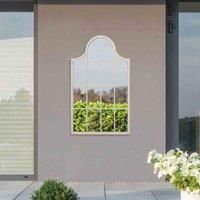 MirrorOutlet Arcus - White Metal Framed Arched Outdoor Garden Wall Mirror 41" X 24" (104CM X 62CM)