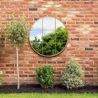 MirrorOutlet Circulus - Gold Metal Frame Round Outdoor Garden Wall Mirror 39" x 39" (100 x 100CM)