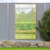 MirrorOutlet Genestra - Gold Contemporary Wall & Leaner Outdoor Garden Mirror 71"x 43" 180 x 110cm