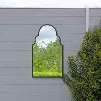 MirrorOutlet Arcus - Black Metal Framed Arched Outdoor Garden Wall Mirror 41"x 24" (104CM X 61CM)